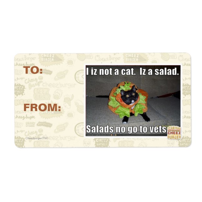 I iz not a cat. Iz a salad. Label (Front)