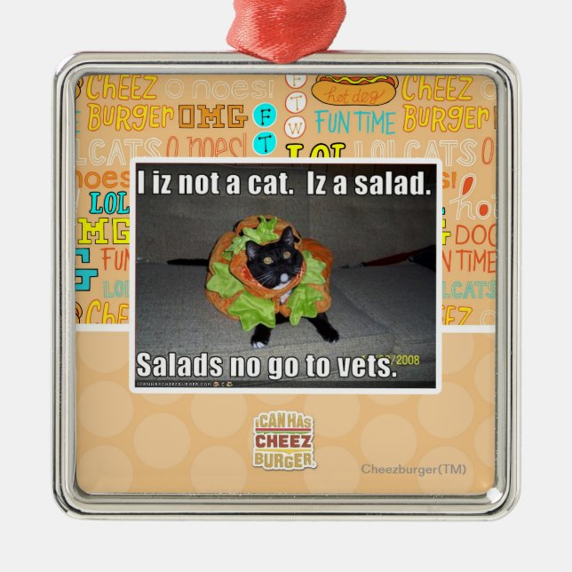 I iz not a cat. Iz a salad. Metal Ornament (Front)