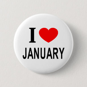 I ❤️ JANUARY I LOVE JANUARY I HEART JANUARY BUTTON