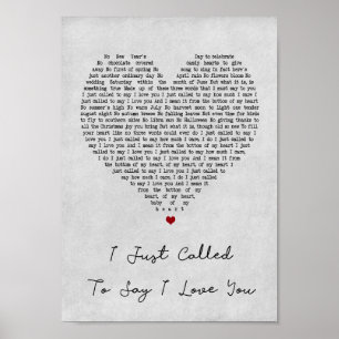 I Just Called To Say I Love You Gray Heart Song Poster