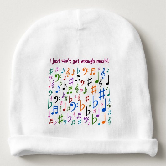 I just can't get enough music! baby beanie (Front)