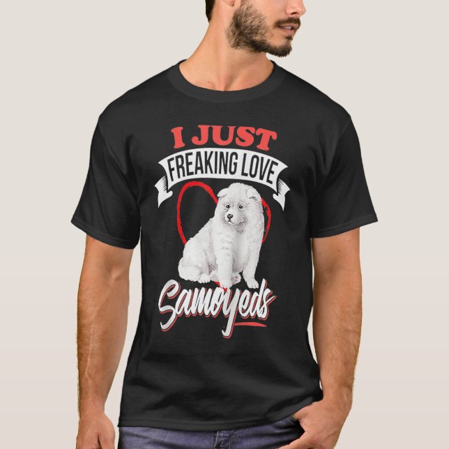 I JUST FREAKING LOVE SAMOYEDS Dog Raglan Baseball T-Shirt (Front)