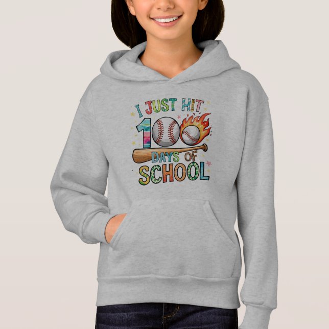I Just Hit 100 Days Of School Baseball 100th Day Hoodie (Front)