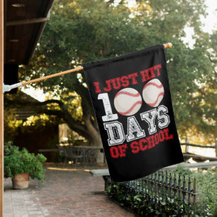 I Just Hit 100 Days of School Baseball House Flag