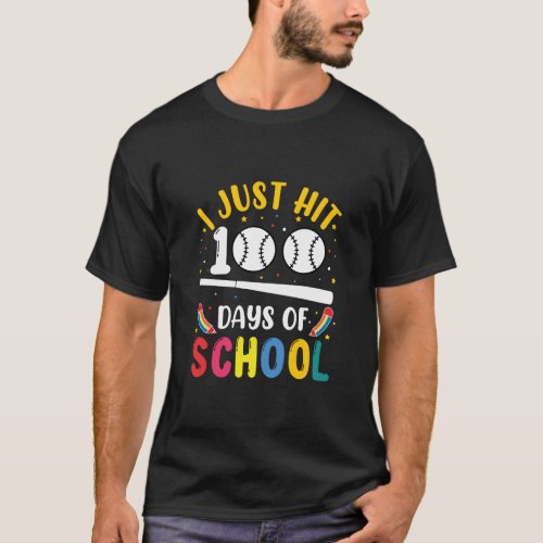 I just hit 100 days of school baseball  T_Shirt