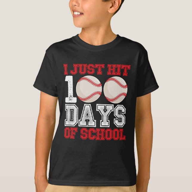 I Just Hit 100 Days of School Baseball T-Shirt (Front)
