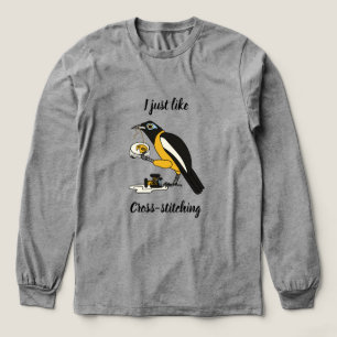 I just like cross-stitching Tri-Blend shirt