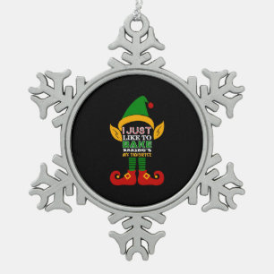 I Just Like To Bake Bakings My Favorite Snowflake Pewter Christmas Ornament