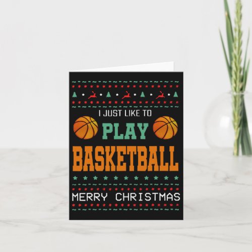 I Just Like To Play Basketball Mery Christmas  Card