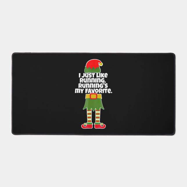 I Just Like to Run Running Runner Christmas Elf Desk Mat (Front)
