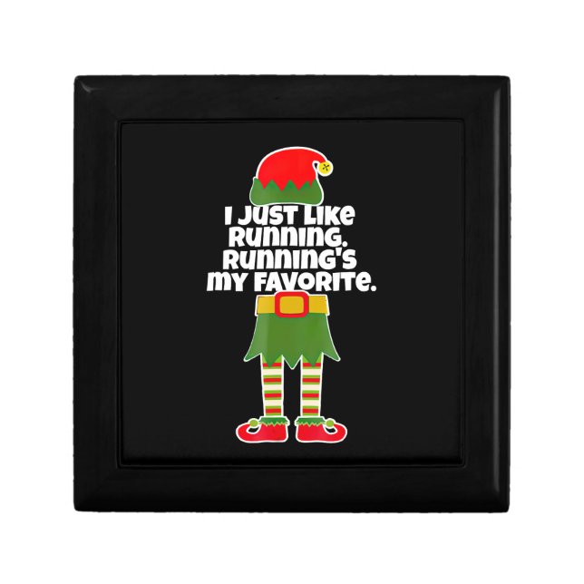 I Just Like to Run Running Runner Christmas Elf Gift Box (Front)