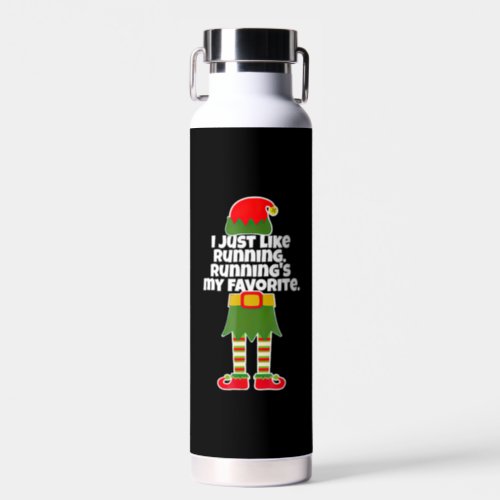 I Just Like to Run Running Runner Christmas Elf Water Bottle