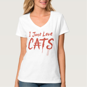 I Just Love CATS – Scratchy Text Cat Lover T-Shirt