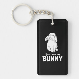 I Just Love My Bunny Cute Rabbit White Keychain