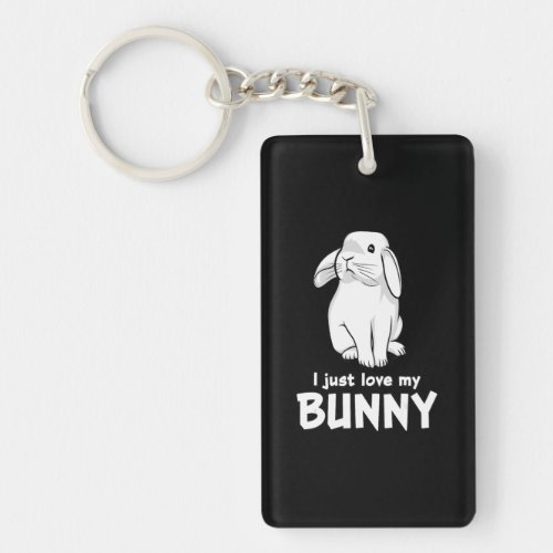 I Just Love My Bunny  Cute Rabbit White Keychain