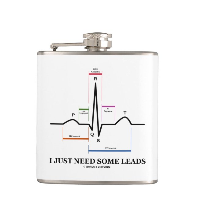 I Just Need Some Leads ECG EKG Medical Humor Flask (Front)