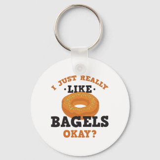 I Just Really Like Bagels Funny Quote Keychain
