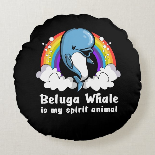 I Just Really Like Beluga Whales Ocean Animals Round Pillow (Front)