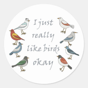 I Just Really Like Birds OK T-Shirt Birdwatcher Classic Round Sticker