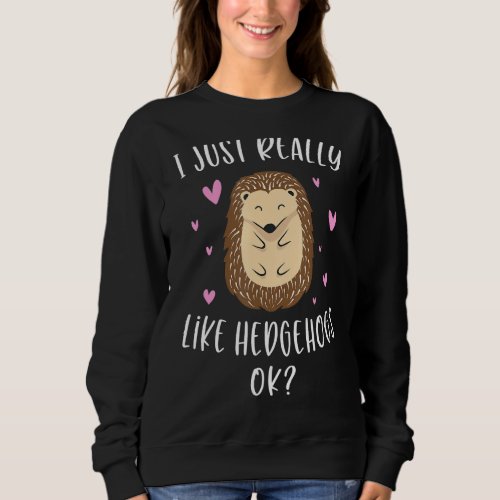 I Just Really Like Hedgehogs Ok  Girls Hedgehog Lo Sweatshirt