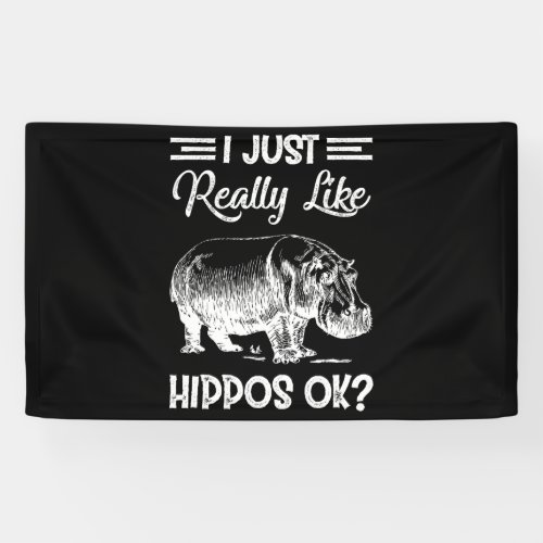I Just Really Like Hippos Animal Lover Christmas Banner