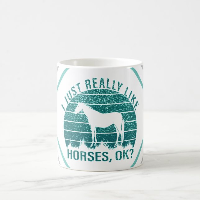 I Just Really Like Horses in Marine Green   Coffee Mug (Center)