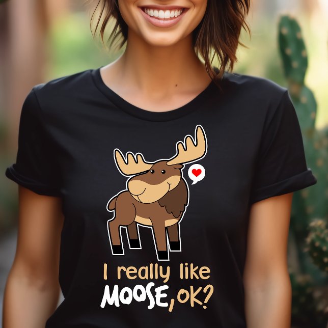 I Just Really Like Moose, Ok? Cute Moose Lover Tri-Blend Shirt (Creator Uploaded)