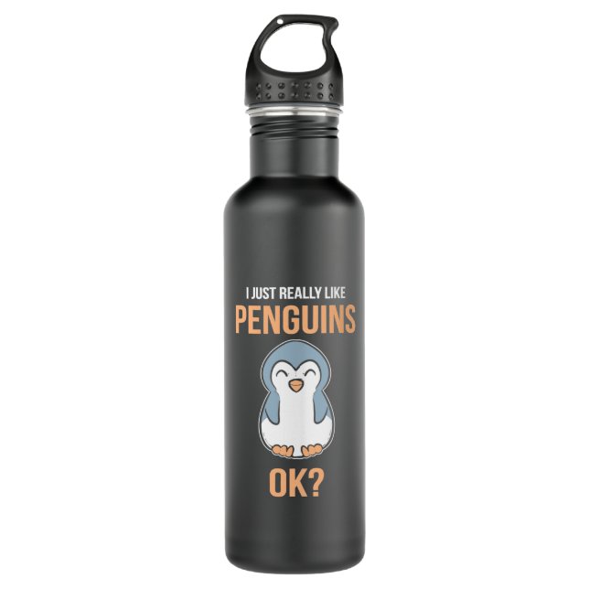 I Just Really Like Penguin Stainless Steel Water Bottle (Front)