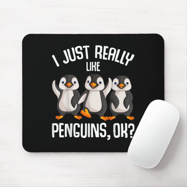 I Just Really Like Penguins Kids Girl Boys Women P Mouse Pad (With Mouse)