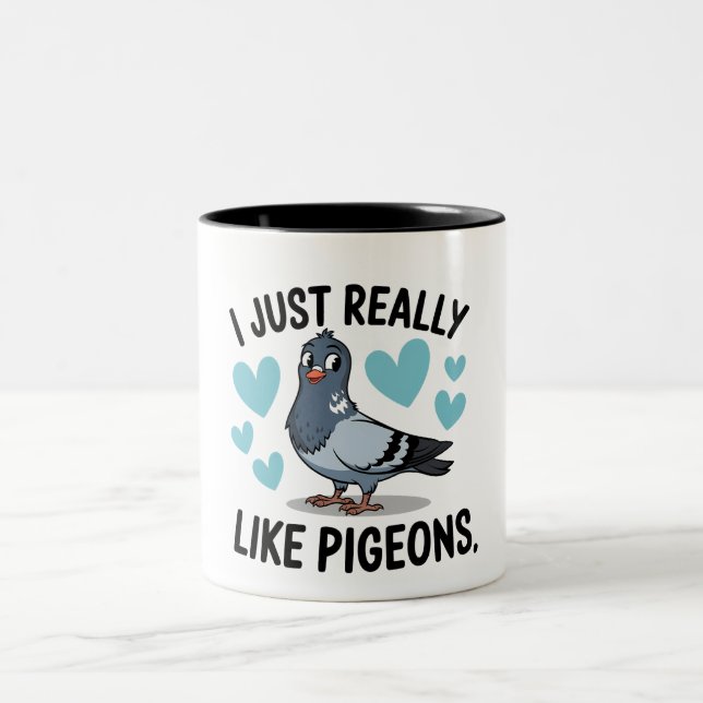 I just really like pigeons Two-Tone coffee mug (Center)
