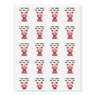 I Just Really Like Pigs Pet Pig Lovers Gift Temporary Tattoos