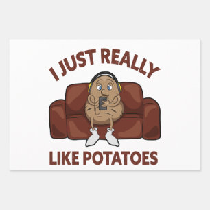I Just Really Like Potatoes - Cute Potato Wrapping Paper Sheets