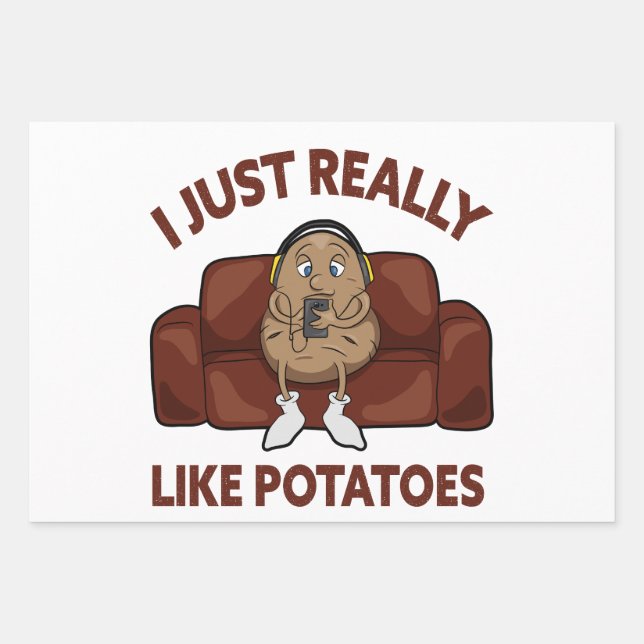 I Just Really Like Potatoes - Cute Potato  Wrapping Paper Sheets (Front)