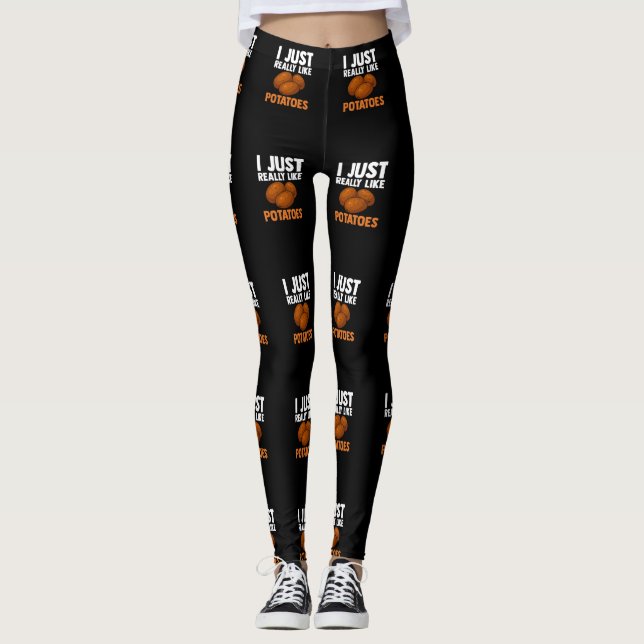 I Just Really Like Potatoes Potato Food Humor Leggings (Front)