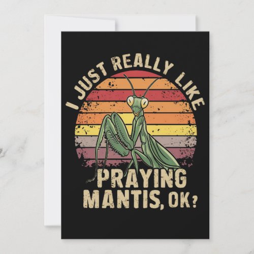 I Just Really Like Praying Mantis Ok Insect Retro Holiday Card