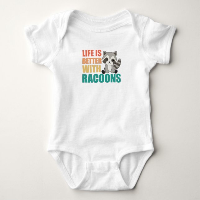 I Just Really Like Racoons Cute Raccoon Baby Bodysuit (Front)