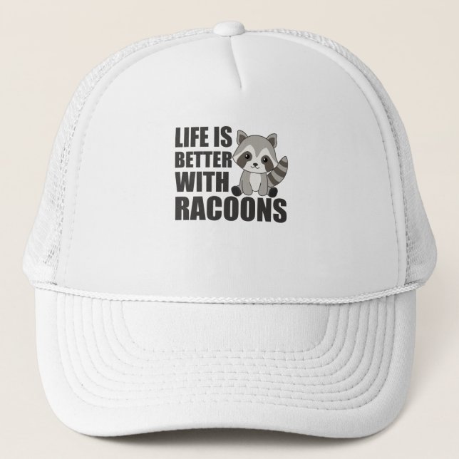 I Just Really Like Racoons Cute Raccoon Trucker Hat (Front)