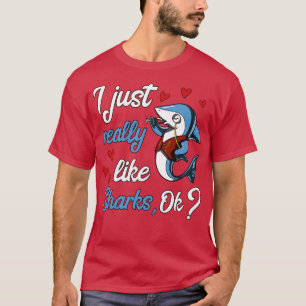I Just Really Like Sharks Funny Ocean Wine Party T-Shirt