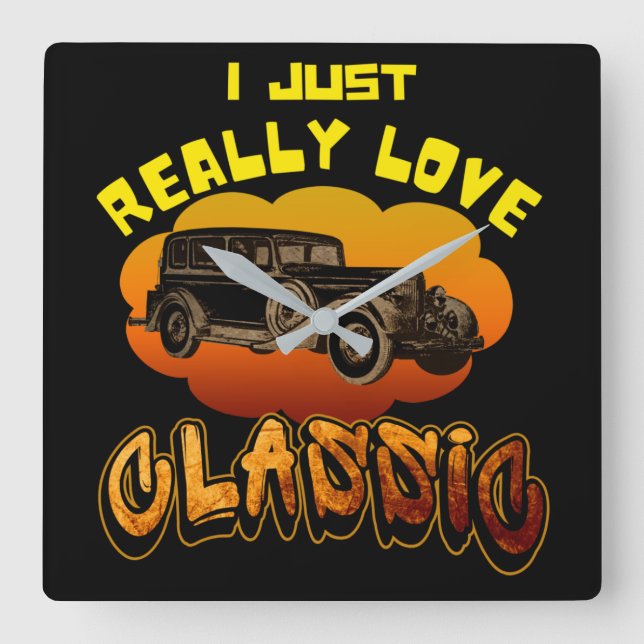 i just really love classic  square wall clock (Front)