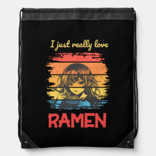 I just really love Ramen retro Anime Drawstring Bag