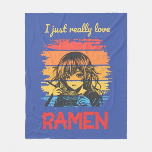 I just really love Ramen retro Anime Fleece Blanket