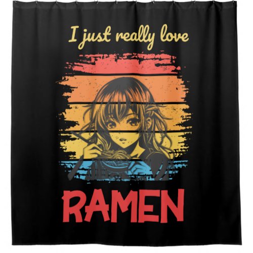 I just really love Ramen Retro Anime Shower Curtain