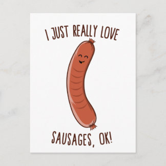 I Just Really Love Sausages, OK! Cute Kawaii Weine Postcard