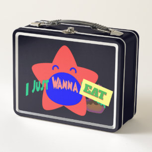 I Just Wanna Eat Black Metal Lunch Box