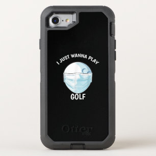 I Just Wanna Play Golf  Funny Face Mask Golf Ball OtterBox Defender iPhone SE/8/7 Case