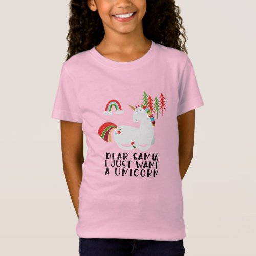 I just want a Unicorn Christmas Colours Kids T_Shirt