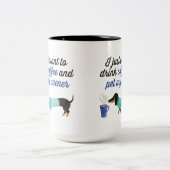 I just want to drink coffee & pet my wiener (Blue) Two-Tone Coffee Mug (Center)