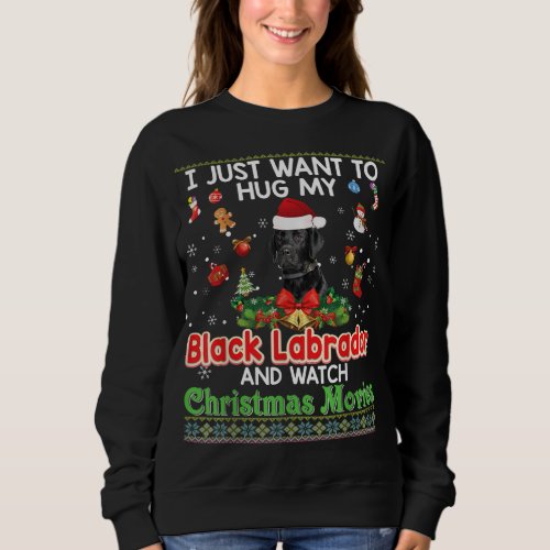 I Just Want To Hug My Black Labrador Dog And Watch Sweatshirt