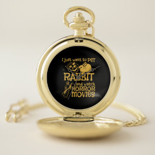 I Just Want To Pet Rabbit And Halloween Pocket Watch