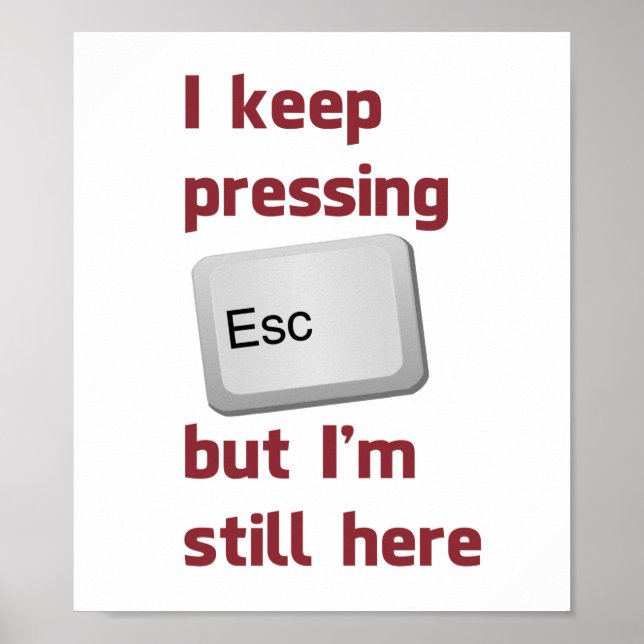 I Keep Pressing The Escape Key But I'm Still Here Poster (Front)